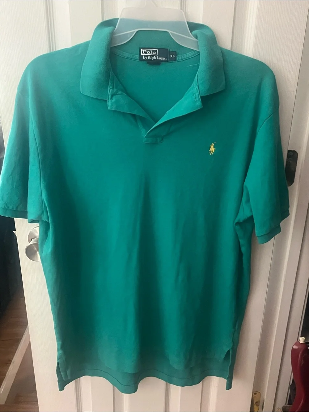 Polo by Ralph Lauren Men’s Teal-Green Polo with Yellow Pony
